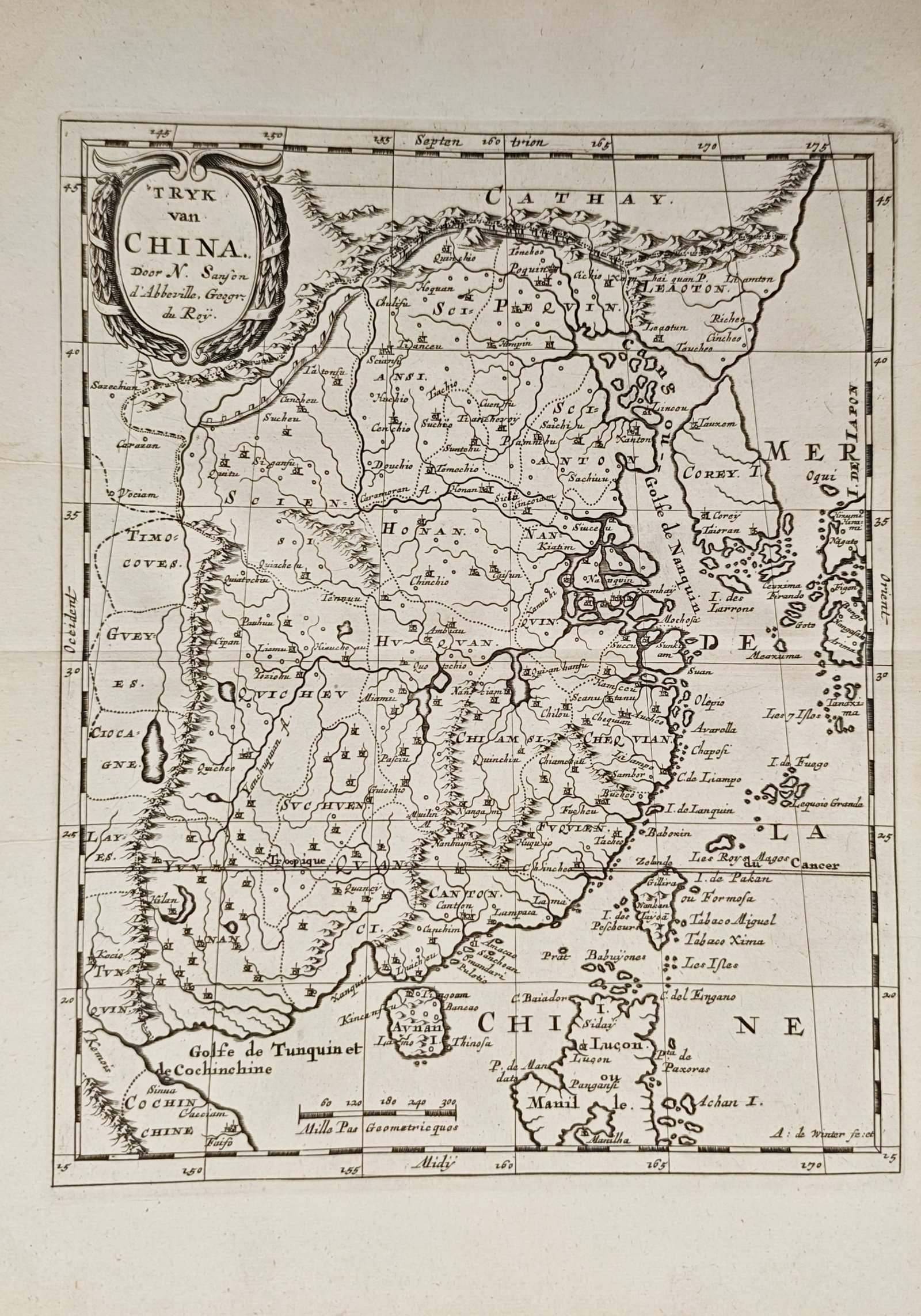 Nicolas Sanson – Map of the Empire of China – Engraving (17th Century) (1 of 2)