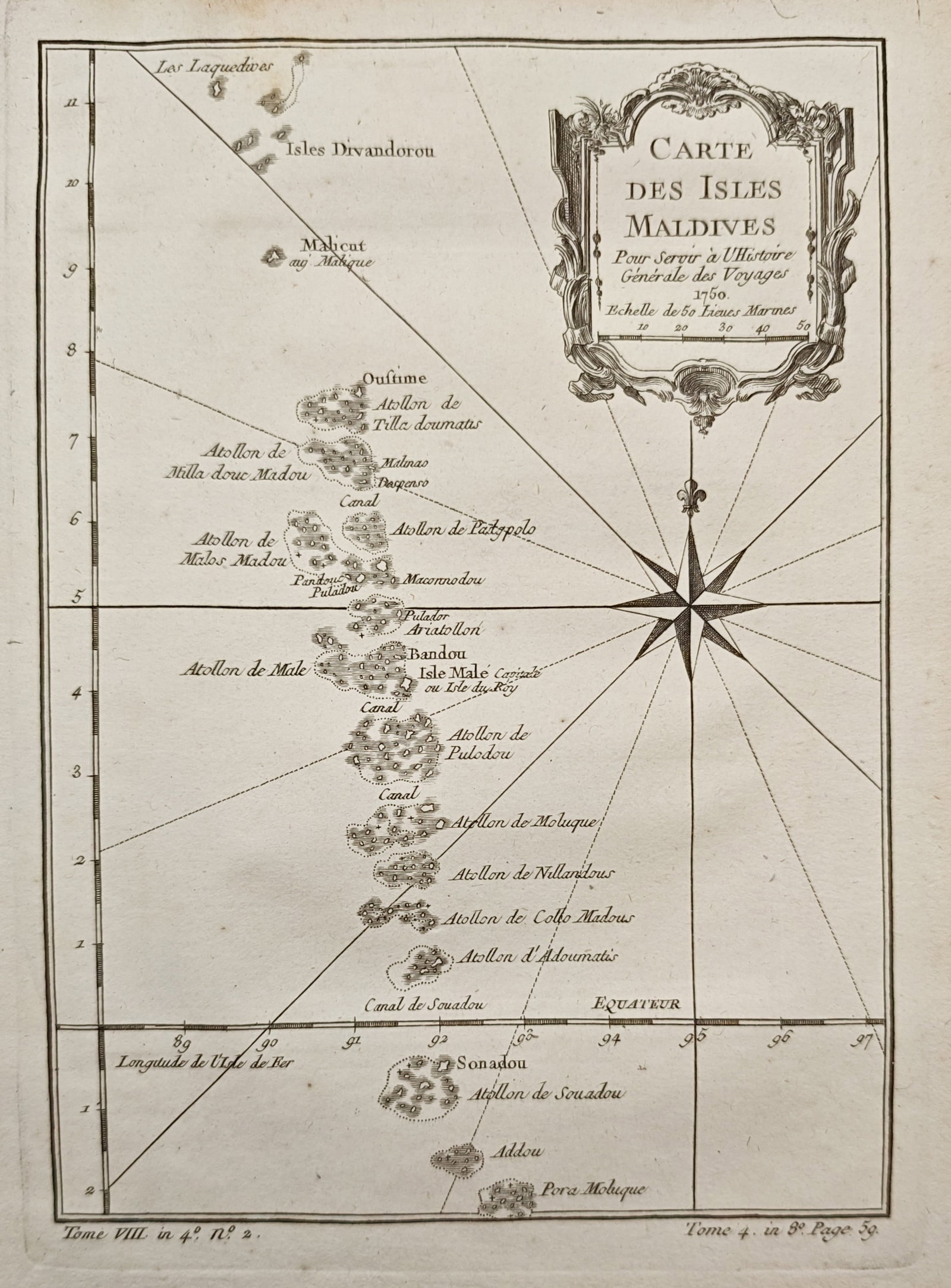Jacques-Nicolas Bellin – Map of the Maldive Islands – Maldives – Engraving (1750) (1 of 2)