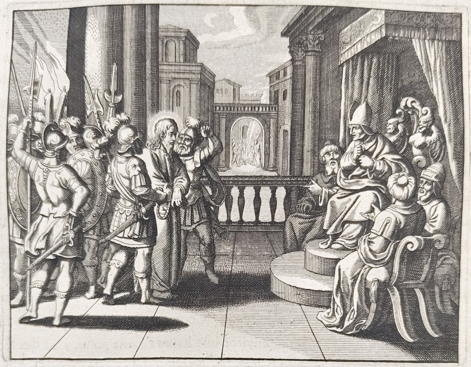Nicolas Fontaine – Jesus Christ Presented Before Annas and Caiaphas – Engraving (1 of 3)