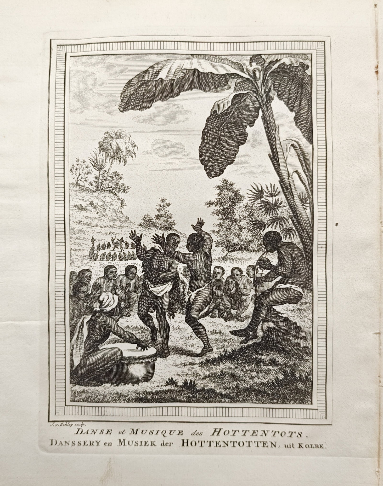 Jakob van der Schley – Dance and Music of the Hottentots – Engraving (18th Century) (1 of 2)