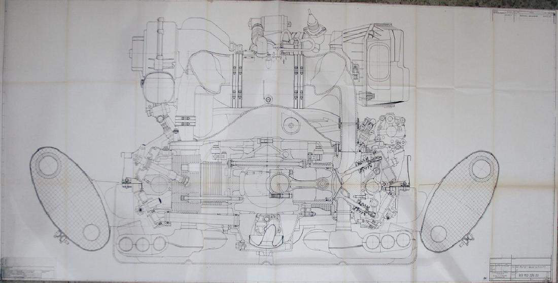 PORSCHE Blueprint engine cross-section, Porsche 993, (1 of 1)