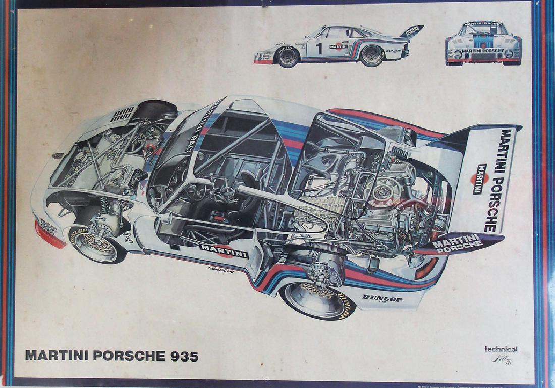 Poster Martini Porsche 935 by Technical Art 1976, 96 x: Poster Martini Porsche 935 by Technical Art 1976, 96 x 67.5 cm, condition 3-4 German Description Poster Martini Porsche 935 von Technical Art 1976, 96 x 67,5 cm, Zust. 3-4