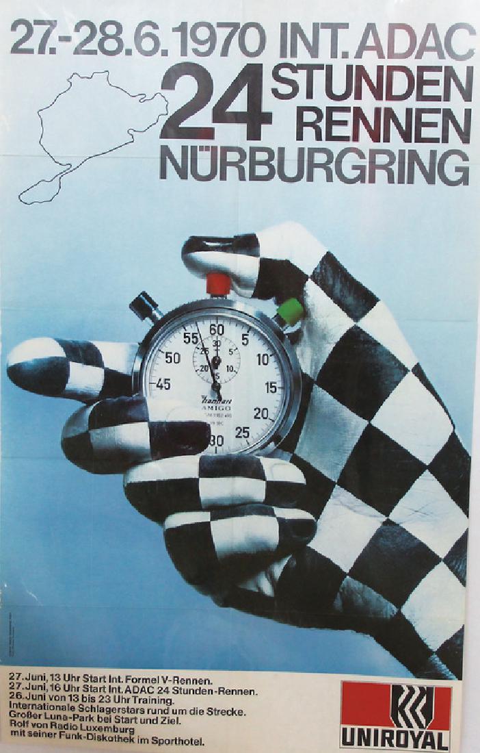 Poster 24 hours race NÃ¼rburgring 1970, 94 x 60 cm,: Poster 24 hours race NÃ¼rburgring 1970, 94 x 60 cm, with traces of usage and traces of folding German Description Veranstaltungsplakat 24 Stunden Rennen NÃ¼rburgring 1970, 94 x 60 cm, mit Gebrauch
