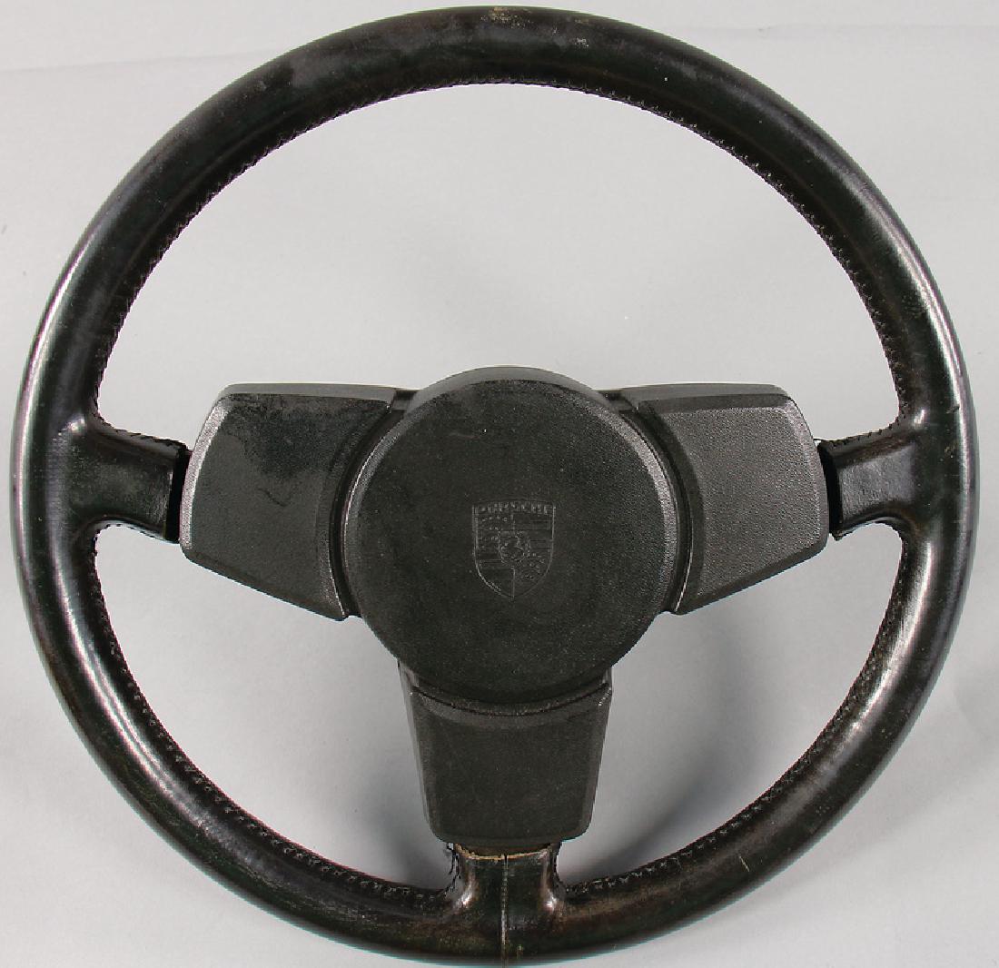 PORSCHE Sport steering wheel for 911 G-model, leather,: PORSCHE Sport steering wheel for 911 G-model, leather, black with a diameter of 38 cm, all in all with good condition, seam is slightly open at the ends, should be restored German Description PORSCHE