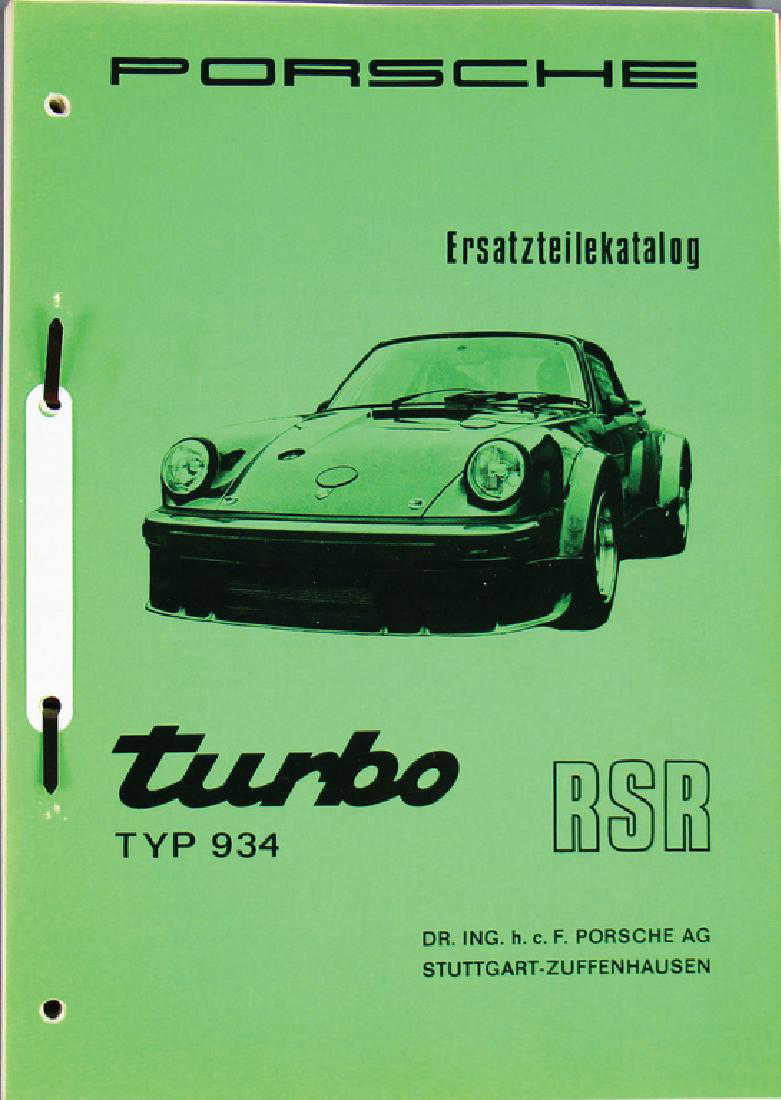 PORSCHE Replacement parts catalog type 934 RSR Turbo