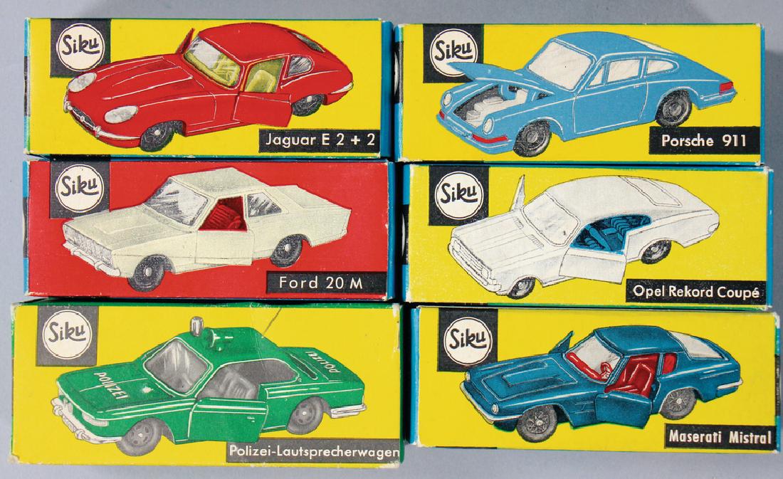 SIKU 6 model cars, e.g. Porsche 911 No. 234, Jaguar (1 of 1)