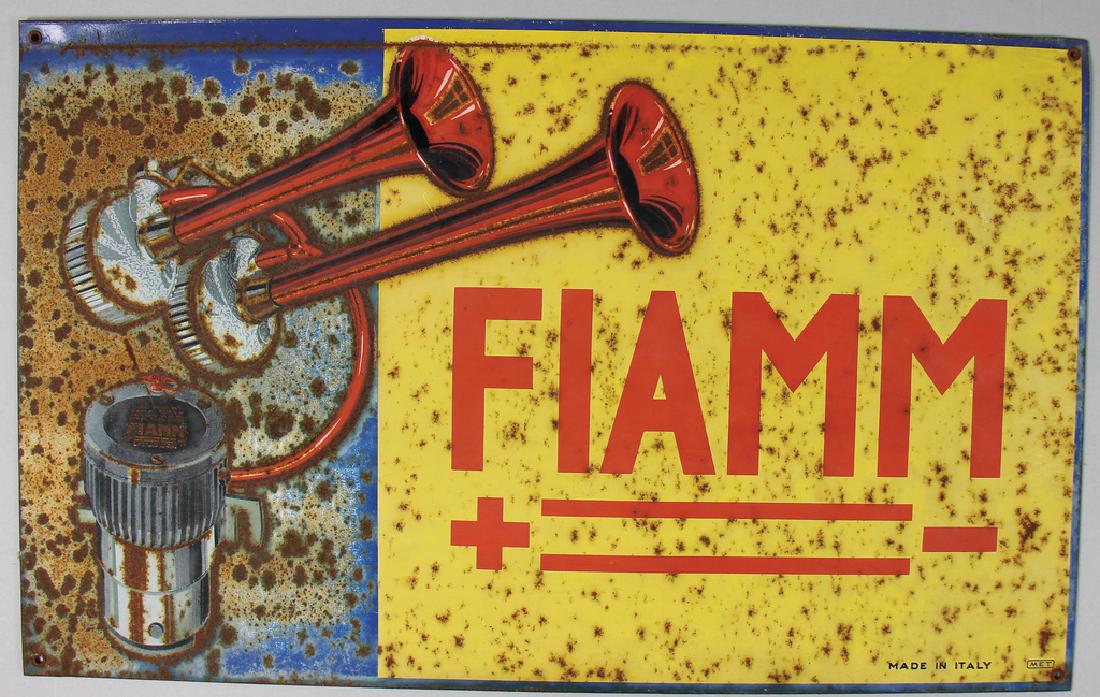 Tin sign Fiamm (car accessories), '50s, Made in Italy, (1 of 1)