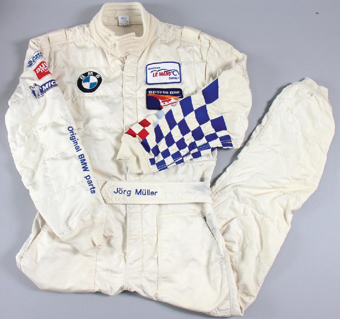 BMW Race suit Nomex by OMP by Jörg Müller from the ALMS: BMW Race suit Nomex by OMP by Jörg Müller from the ALMS (American Le Mans Series), probably in a BMW 3 GTR, good condition, rarity German Description BMW, Rennanzug Nomex von OMP von Jörg Müller a