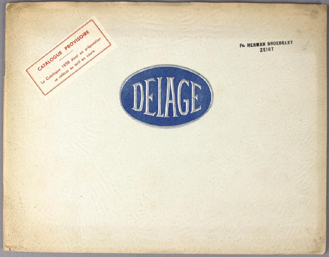 DELAGE 1938 sales catalog D8/D6/D1, 20 pages, loose (1 of 1)