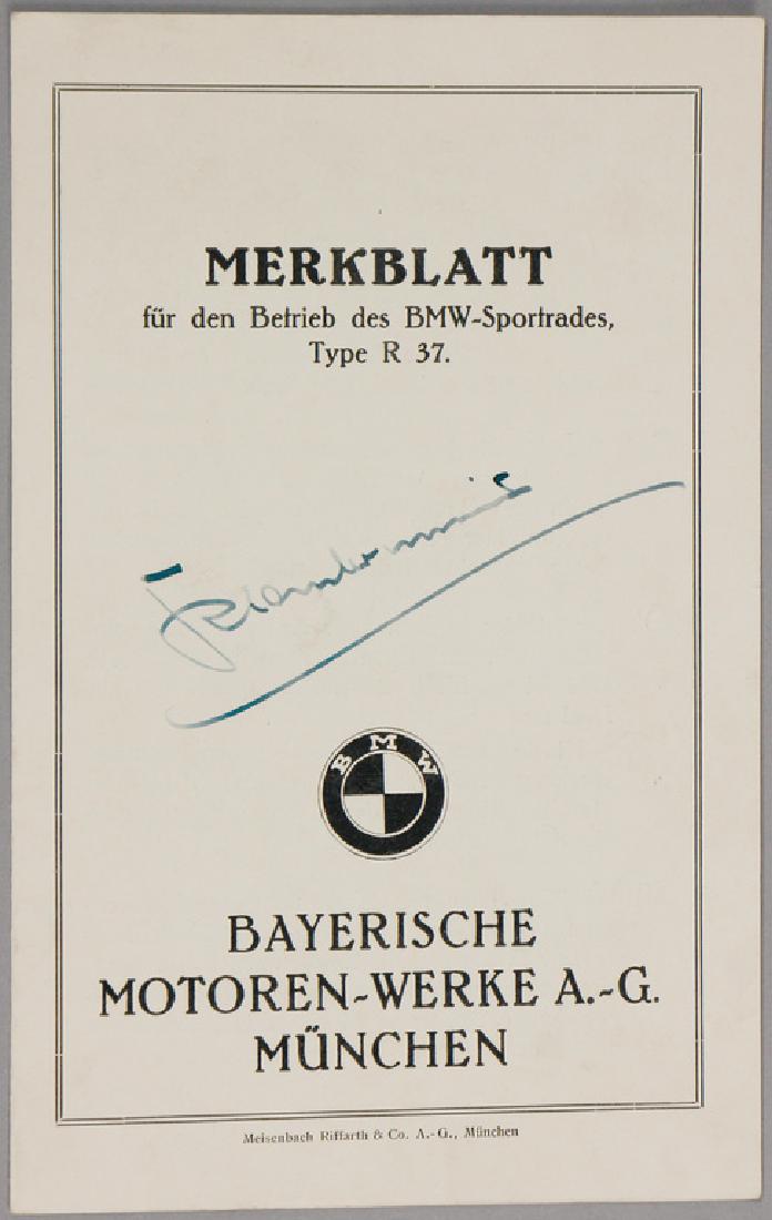 BMW Germany c. 1925, fact sheet for the operating of (1 of 1)