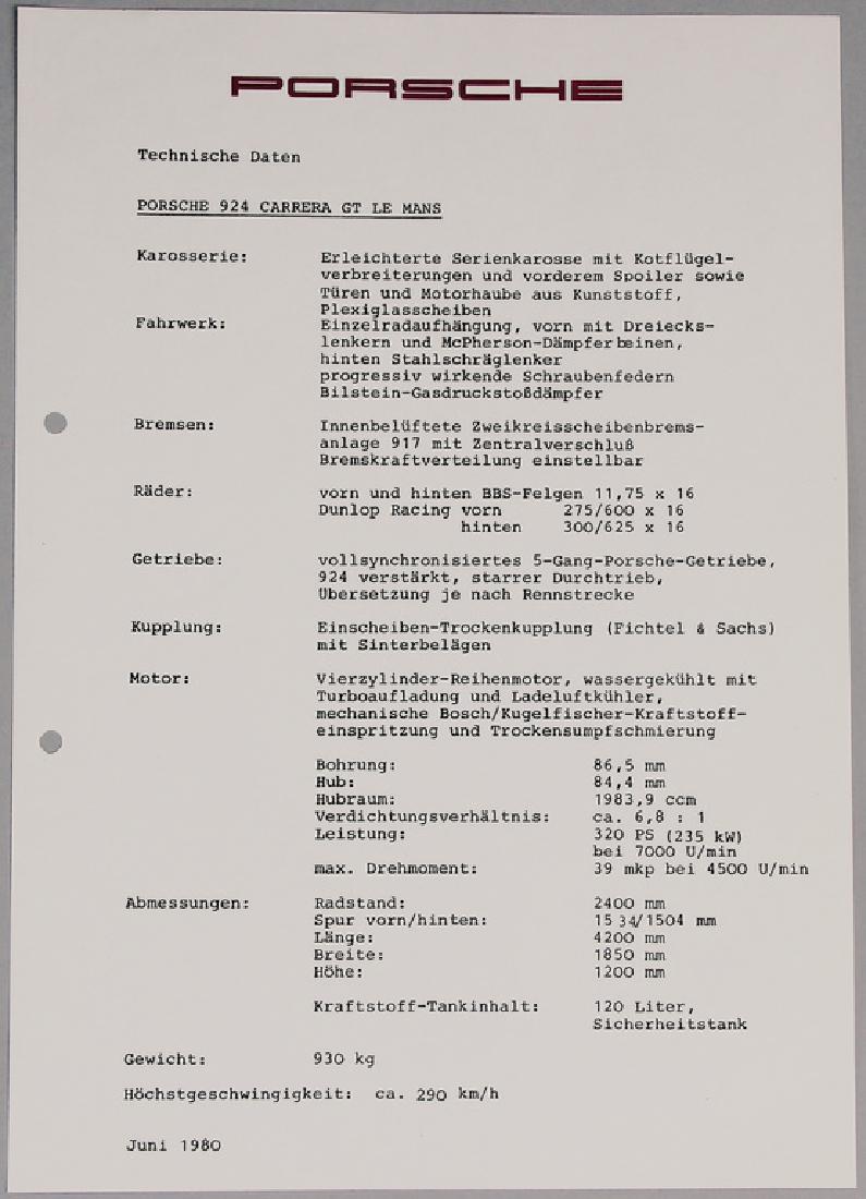 PORSCHE technical data sheet Porsche 924 Carrera GT Le (1 of 1)