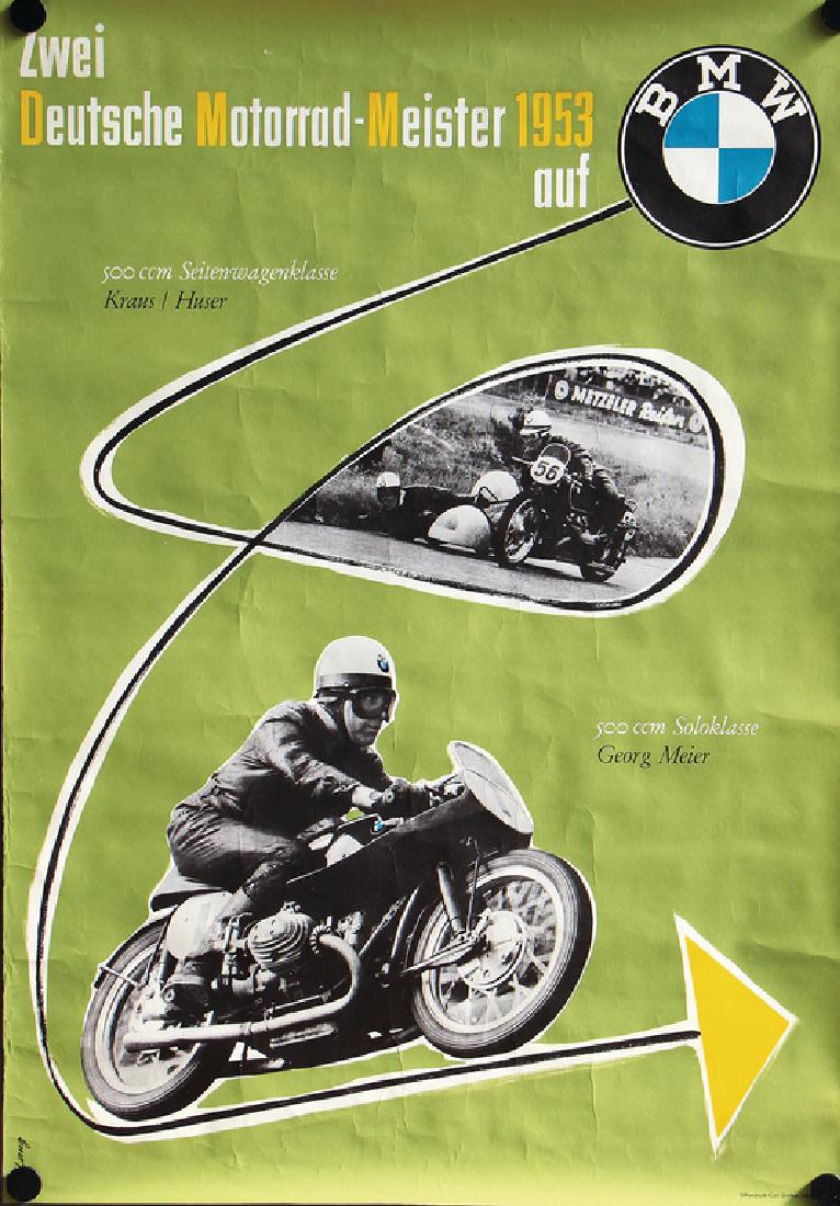 BMW racing poster "Zwei Deutsche Motorradmeister 1953" (1 of 1)