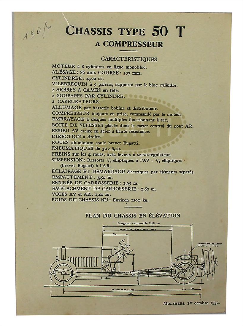 BUGATTI flyer chassis type 50T, from October 1st 1932, (1 of 1)