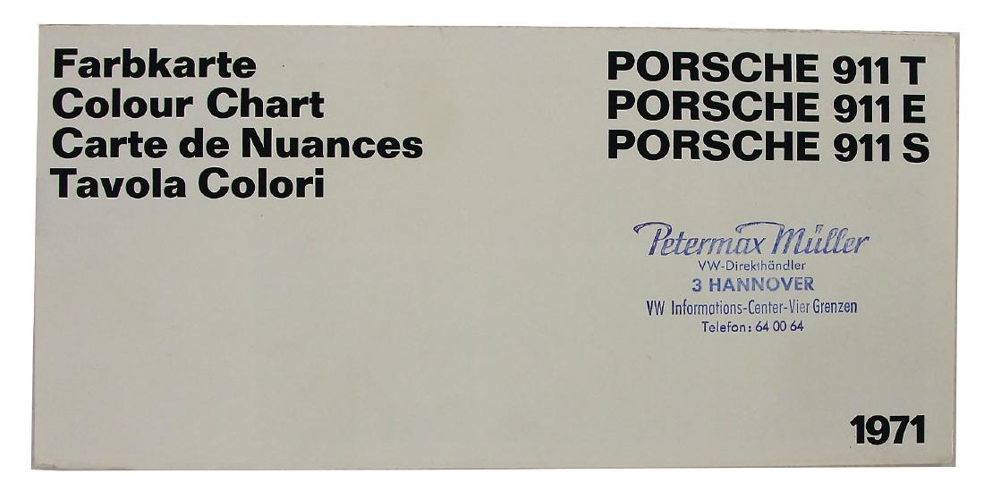 PORSCHE color chart for Porsche 911 T, Porsche 911 E, (1 of 1)