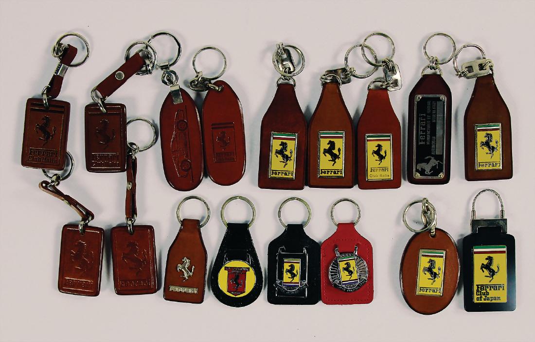 FERRARI mixed lot of 17 key pendants made of leather, (1 of 1)