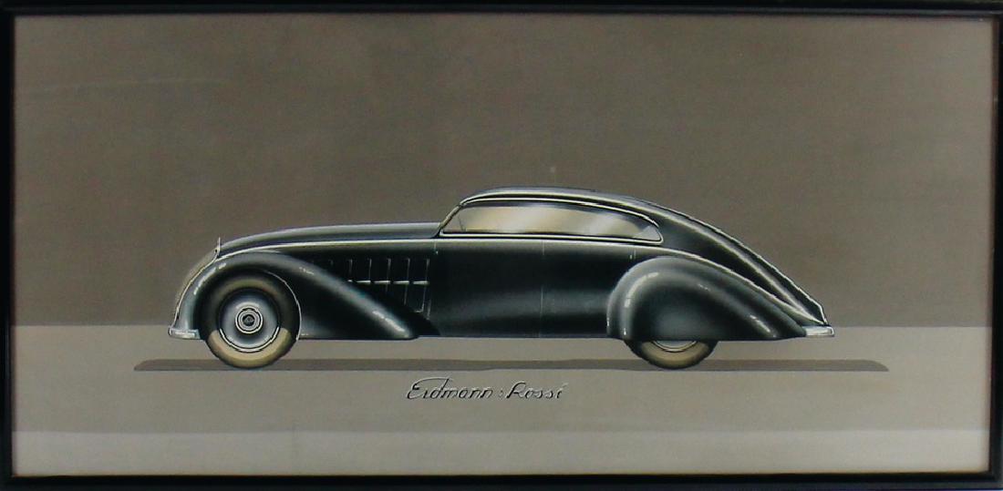Erdmann & Rossi / Maybach original gouache design draft: Erdmann & Rossi / Maybach original gouache design draft for a Maybach zeppelin streamline, beautiful draft from the '30s, framed 35x72cm, museum quality German Description Erdmann & Rossi / Maybach Or