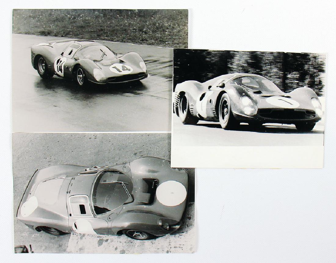 FERRARI mixed lot of 3 B/W photos among it 2x Ferrari: FERRARI mixed lot of 3 B/W photos among it 2x Ferrari 330 P3, 24x18cm, stamped on the back with Franco Varisco, 1x Ferrari 330 P3, 20x15cm, stampedon the back with "The Associated Press", slight trace