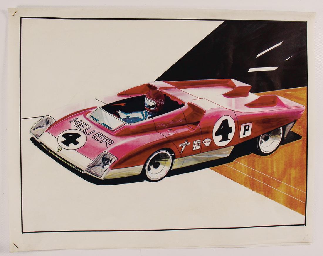 FERRARI/KAPITZA '70s, original design study for a: FERRARI/KAPITZA '70s, original design study for a Ferrari 312PB, 45x57cm German Description Ferrari/Kapitza 70er Jahre, original Designstudie für einen Ferrari 312PB, 45x57cm