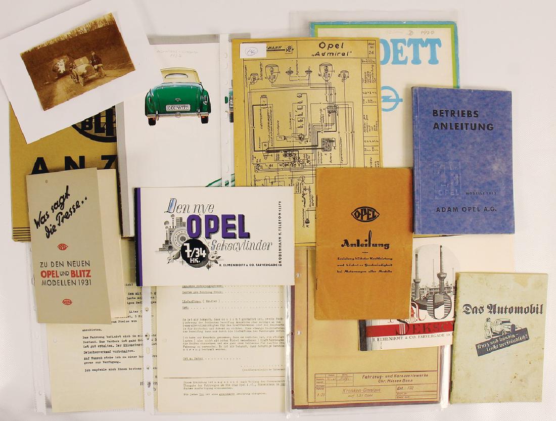 OPEL mixed lot with 17 pieces among it offer: OPEL mixed lot with 17 pieces among it offer advertisement Opel Blitz March 1939, technical drawing Opel Admiral, Poste sectional view Opel Admiral convertible 1937, brochure "Was sagt die Presse - Zu
