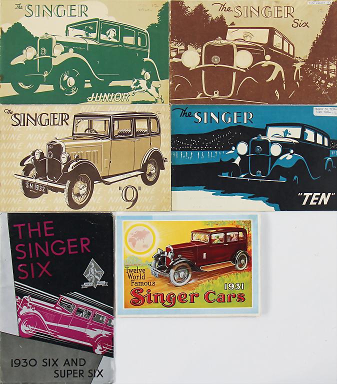 SINGER mixed lot with 6 pieces, among it 1931, fold-out: SINGER mixed lot with 6 pieces, among it 1931, fold-out brochure Singer Cars, 1930, fold-out brochure The Singer Six and Super Six, 1932, sales brochure The Singer Six, 1932, sales brochure The Singer