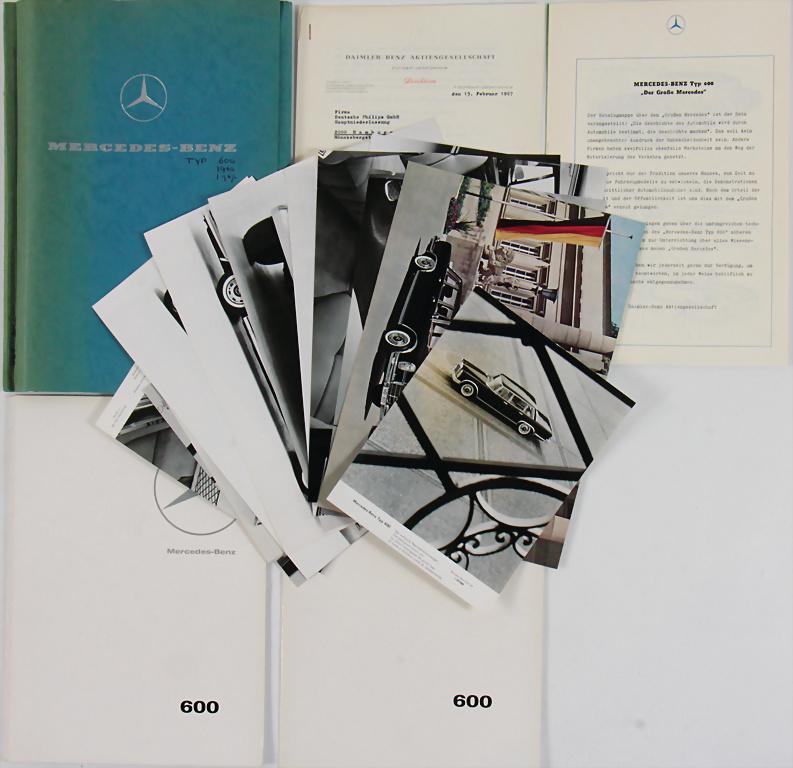 MERCEDES BENZ 1967, complete offer portfolio "Mercedes: MERCEDES BENZ 1967, complete offer portfolio "Mercedes Benz Typ 600", addressed to "Deutsche Philips GmbH Hamburg", among it cover letter by the management (dated February 13th 1967), along with it a 