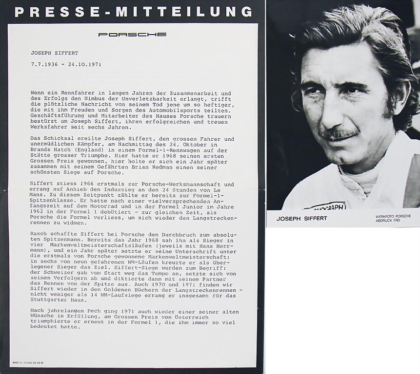 PORSCHE / JO SIFFERT 1971, press release on the (1 of 1)