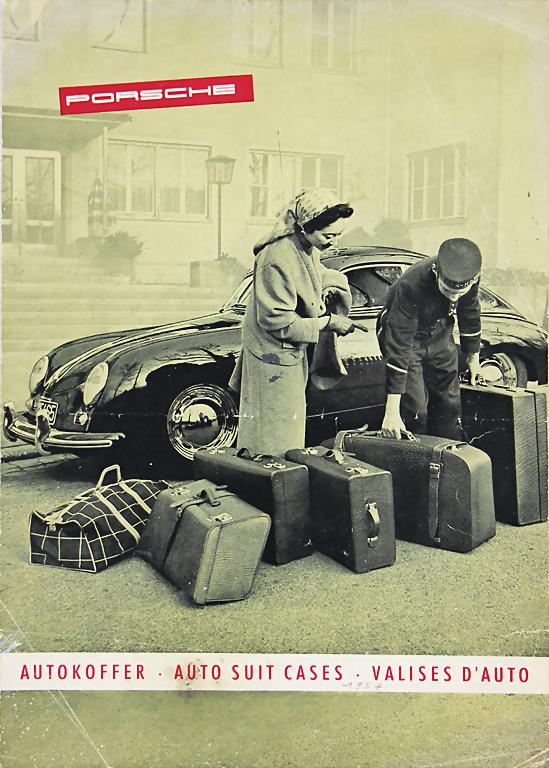 PORSCHE 1957, fold-out brochure Porsche car suitcases, (1 of 2)