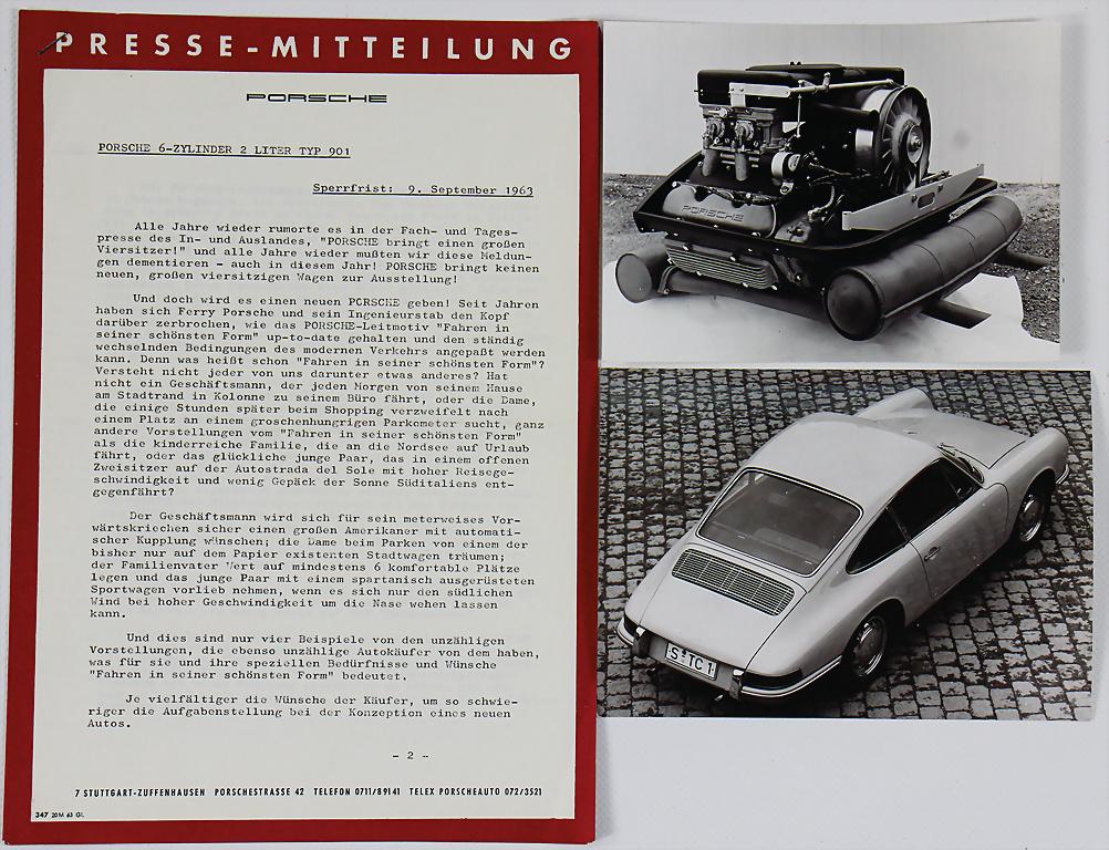 PORSCHE August 1963, press information Porsche 901, (1 of 2)