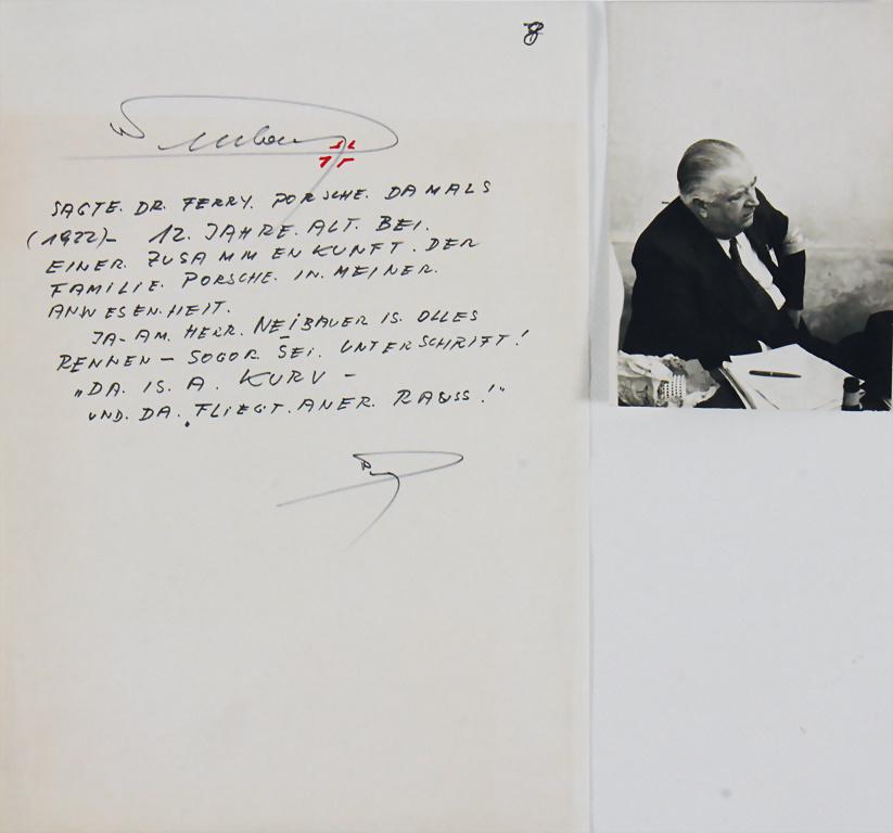 PORSCHE/ALFRED NEUBAUER handwritten letter by Alfred (1 of 2)