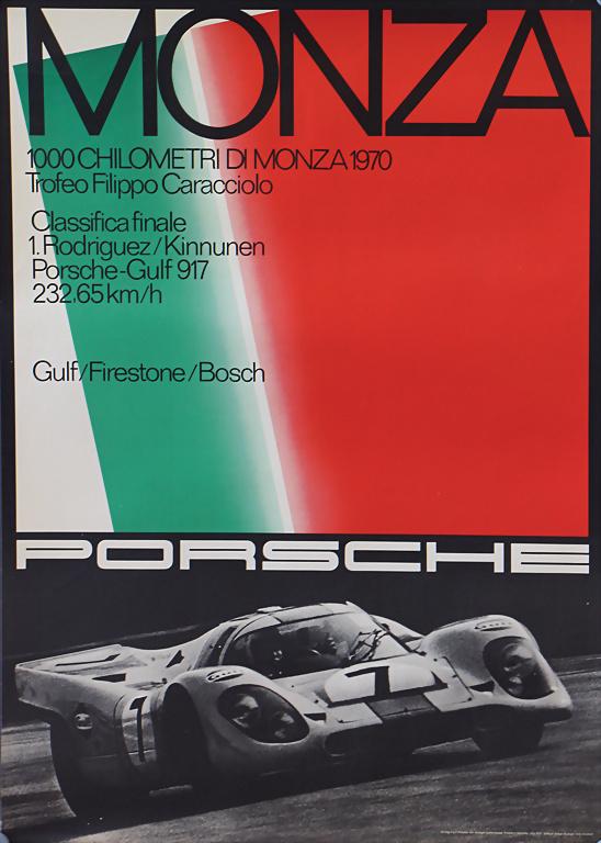 PORSCHE 1970, original racing poster "Monza - 1000 (1 of 1)