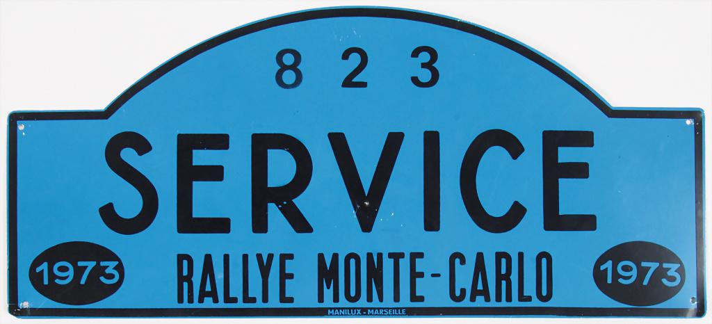 rally sign "Rallye Monte Carlo 1973", service   German (1 of 1)