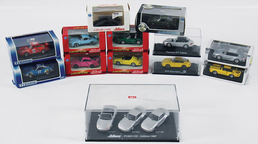 PORSCHE mixed lot with 11 pieces, Porsche model cars, (1 of 2)