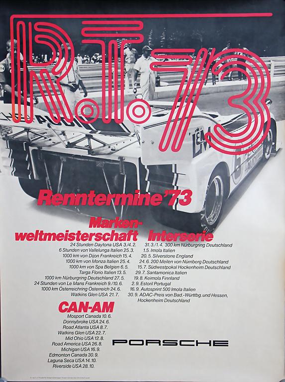 PORSCHE March 1973, racing poster racing dates 1973, (1 of 1)