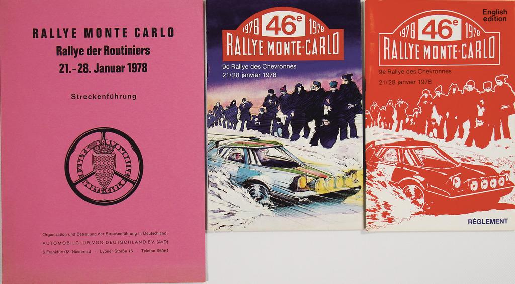 RALLYE MONTE CARLO 1978, mixed lot with 3 pieces among: RALLYE MONTE CARLO 1978, mixed lot with 3 pieces among it race programme, regulations, and routing 46th Rallye Monte Carlo Jan 21st-28th 1978, good condition German Description RALLYE MONTE CARLO 1978