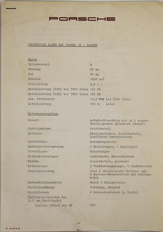 PORSCHE 3 pages with technical data of the Porsche (1 of 1)