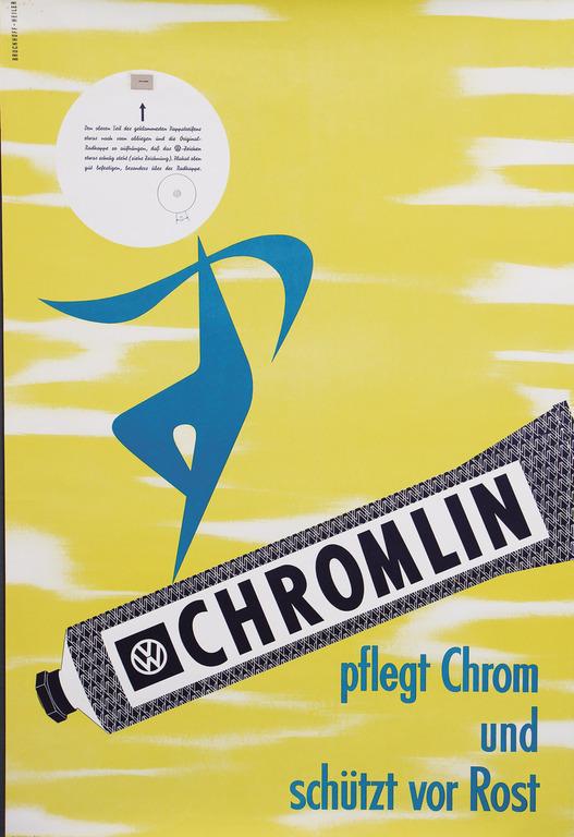 VOLKSWAGEN advertisement poster "Chromlin - pflegt (1 of 1)