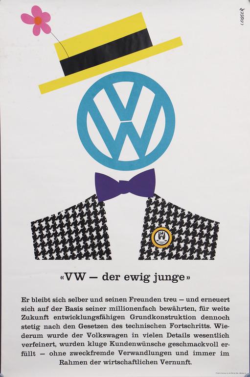 VOLKSWAGEN advertisement poster "VW - Der ewig junge", (1 of 1)
