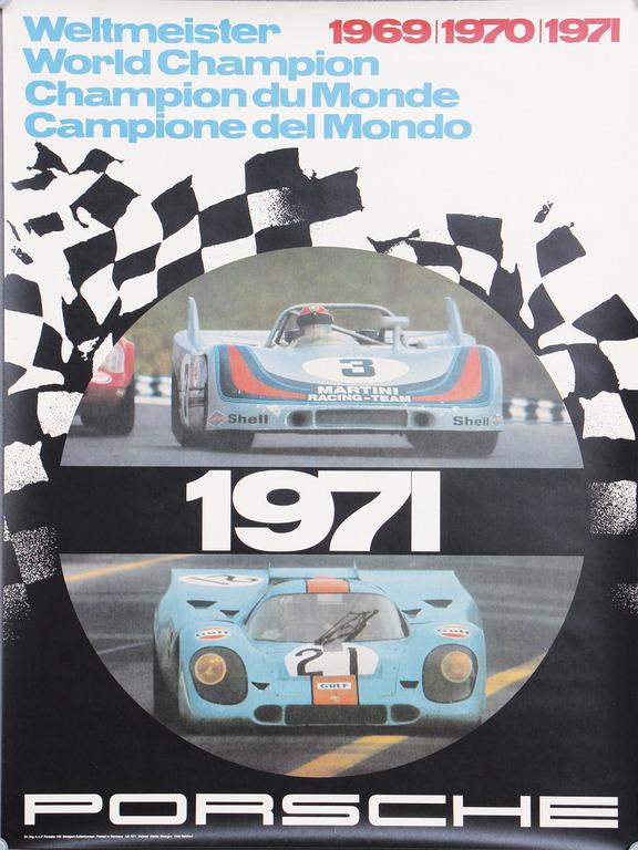 PORSCHE 1971, original racing poster "Weltmeister 1969, (1 of 1)