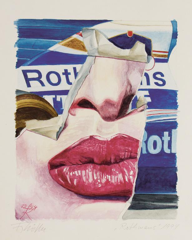 FRITZ KÃ¶THE (1916-2005) "Rothmans"1994, watercolor on: FRITZ KÃ¶THE (1916-2005) "Rothmans"1994, watercolor on laid paper, left down below monogrammed and dated, beneath signed, dated and titled, 38X33cm German Description Fritz KÃ¶the (1916-2005) ?Rot