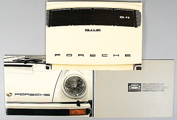 PORSCHE mixed lot of 3 pieces, sales catalogs, 1x: PORSCHE mixed lot of 3 pieces, sales catalogs, 1x 912/911 T/ 911 E/ 911 SS, 24 pages, 1968; 1x Porsche 911, 36 pages plus suplement, and insert, technical specifications, 1977; 1x Porsche 911 E 2.4 li