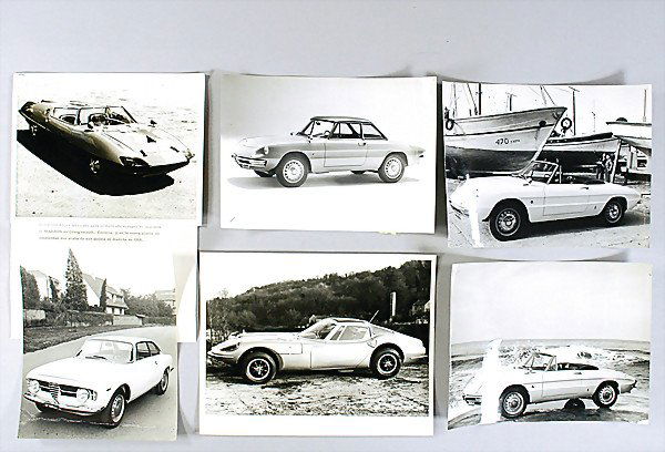 mixed lot of press photos, b/w, large-format, and: mixed lot of press photos, b/w, large-format, and 1 business letter; 1x Marbon Chemical with Renault engine; 1 press photo, Markos; 4 press photos Alfa-Romeo German Description: Konv. Pressefotos, s/w