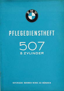 BMW 1957, (edition 500), maintenance service booklet: BMW 1957, (edition 500), maintenance service booklet BMW 507 cylinder, without entries, complete, very good condition German Description BMW 1957, (Auflage 500), Pflegedienstheft BMW 507 Zylinder, ohn