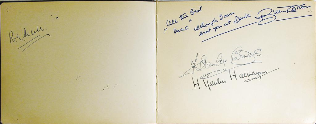 DAVID MCDONALD (DUNLOP RACING) Dunlop "Mac", personal: DAVID MCDONALD (DUNLOP RACING) Dunlop "Mac", personal autograph book by the chief mechanic for Dunlop racing tires, first page with dedication "To Mac from some of his many friends of the Motor Racing