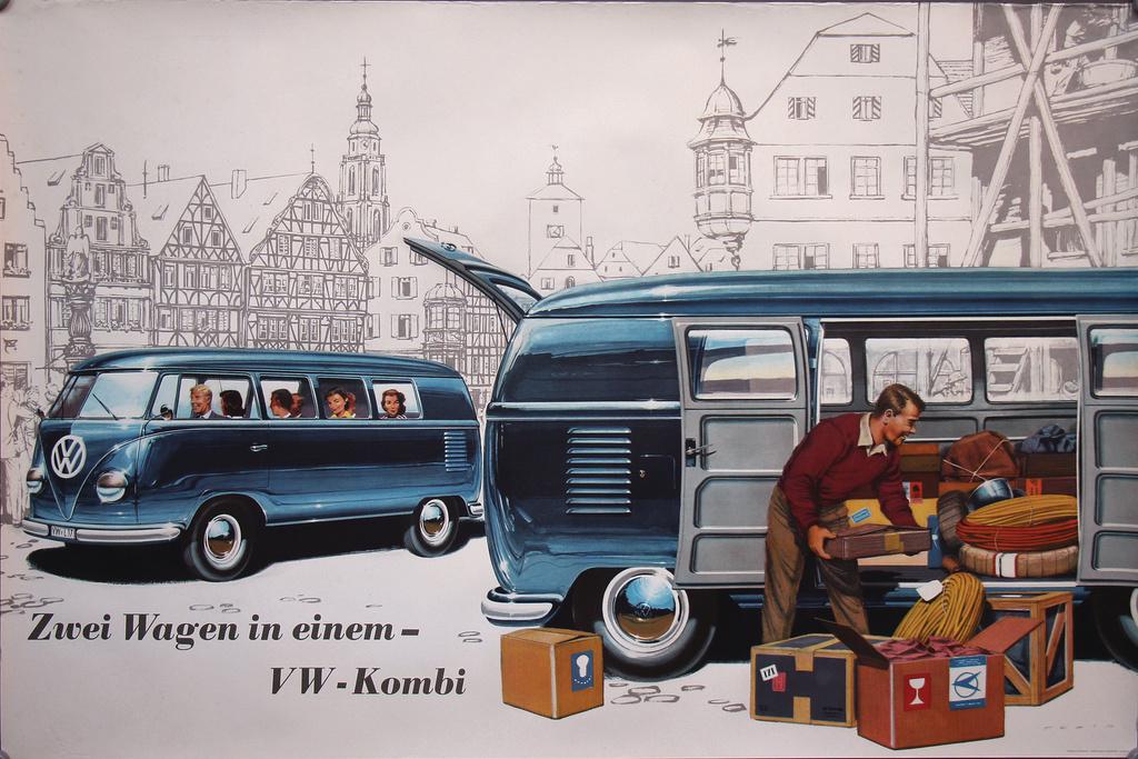 VOLKSWAGEN advertisement poster "Zwei Wagen in einem (1 of 1)