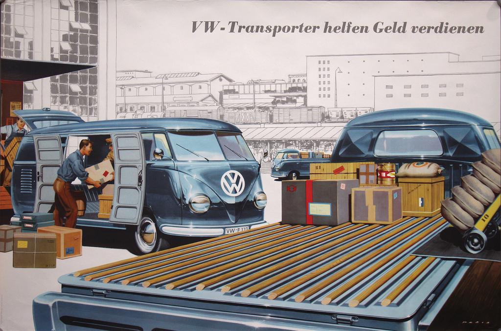 VOLKSWAGEN advertisement poster "VW-Transporter helfen (1 of 1)