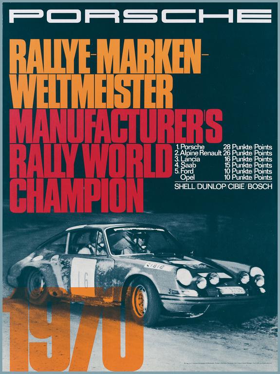 PORSCHE 1970, original racing poster "Rallye-Marken (1 of 1)