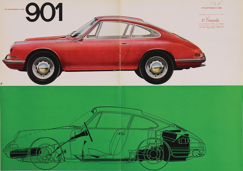 PORSCHE 1963, fold-out brochure Porsche 901, 8 pages (1 of 2)