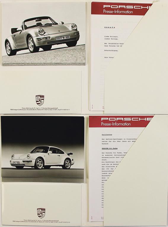 PORSCHE mixed lot with 2 pieces, 1990, press release (1 of 2)