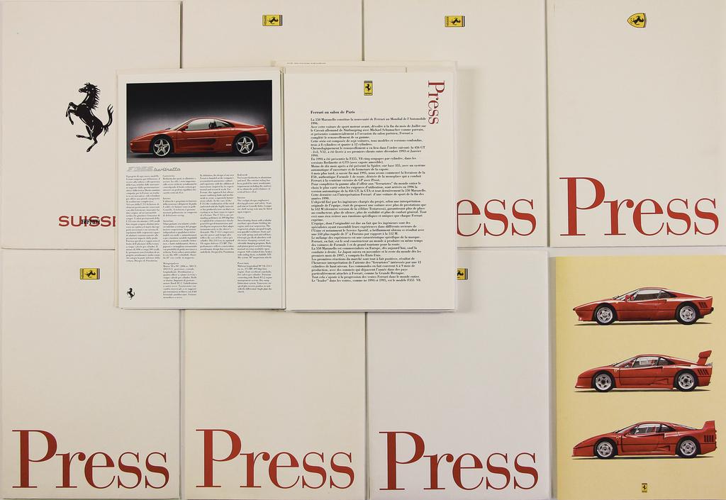 FERRARI mixed lot of 12 press kits, among it "L´Idea (1 of 1)