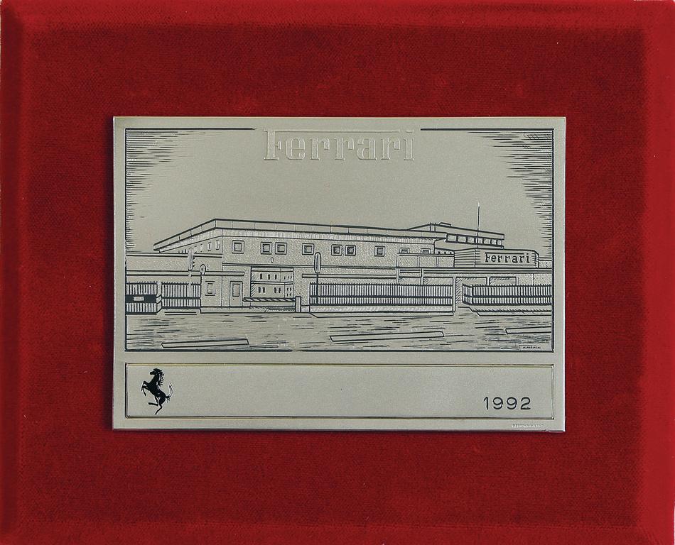 FERRARI badge Ferrari factory Maranello 1992, 7x10cm, (1 of 2)